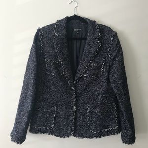 Plus size navy tweed Chanel-esque blazer